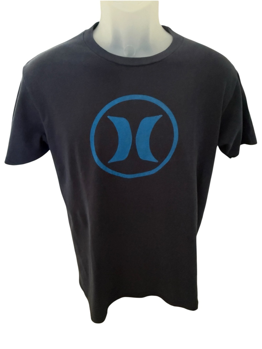 Hurley Black Tee Shirt with Blue Logo Men M Medium